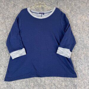 Fresh Produce Sweatshirt Plus Sz 1X Blue 3/4 Sleeve Pullover Terry Interior